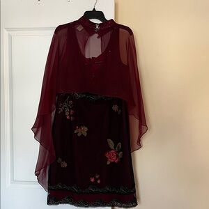 Vintage Adrianna Elegant Two-piece cocktail Dress with Floral Accents